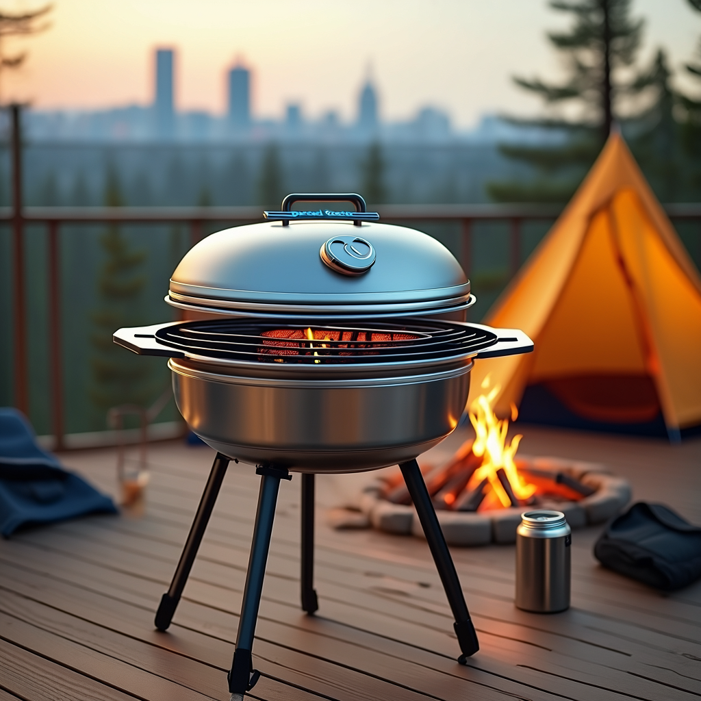 Gasgrill für Camping & Balkon: Kompakter Edelstahl-Grill mit Windschut – BestargotCamp DE