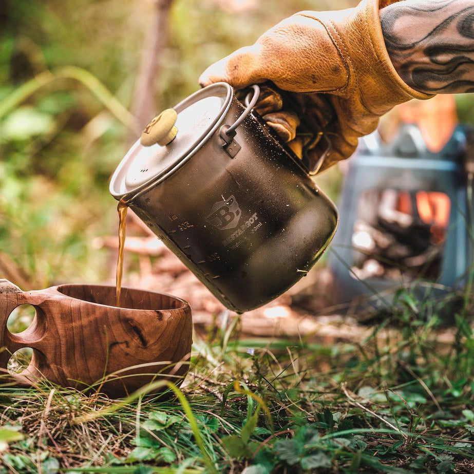 Bestargot Camping Titanium 750ml Topf mit Isoliertem Becherträger, French Press, für Wandern, Backpacking, Roadtrips – BestargotCamp DE